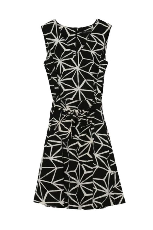 Rochie midi fara maneci, Top Secret, Model geometric, Negru/Alb, XS