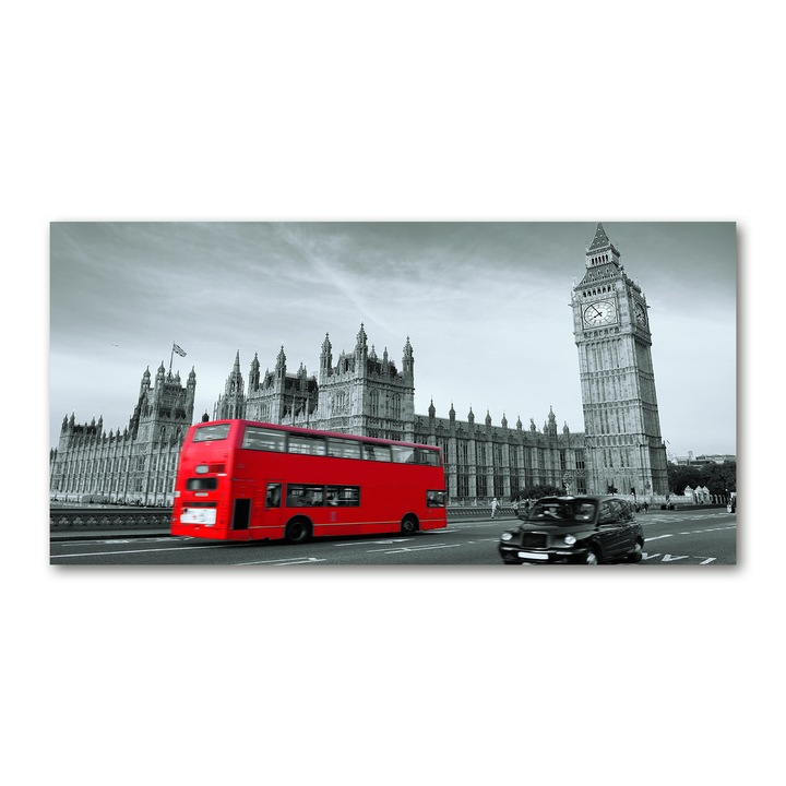Üvegkép, 140x70 cm, Nyomtatott fali dekoráció, "London Bus", tw2-osh2s-140x70-f-70683213