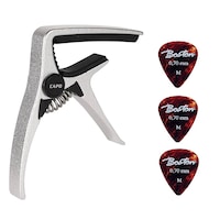 Set capodastru chitara acustica electrica Boston CAPO-AE-01 aluminiu, curbat + 3 pene