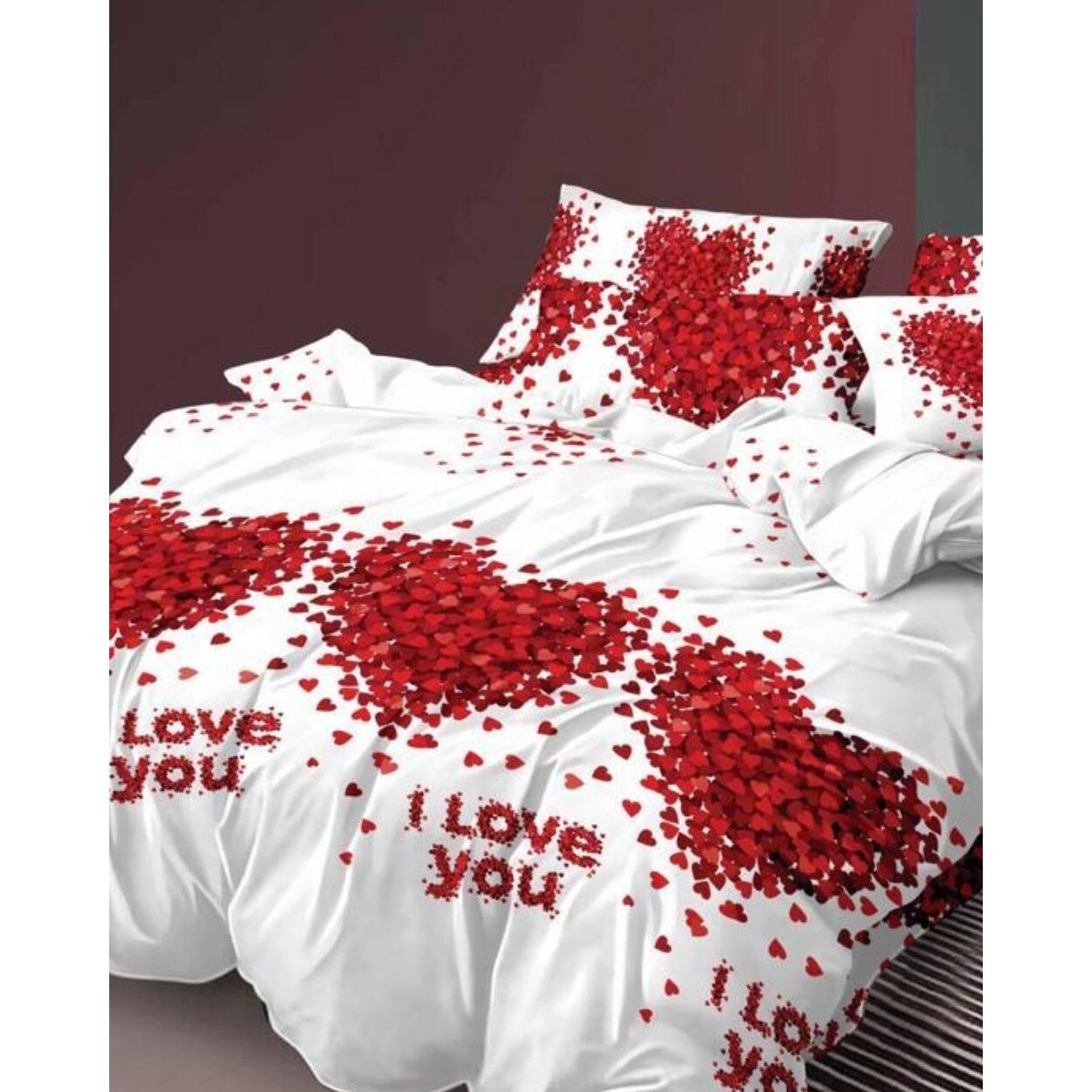Set Lenjerie de Pat din Finet Satinat, 6 Piese, Pat 2 Persoane, Ily