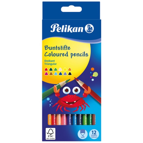 Set 12 Creioane Color Pelikan, sectiune triunghiulara