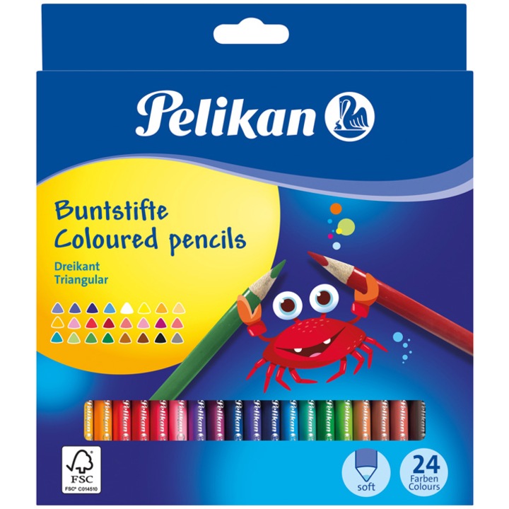 Set 24 Creioane Color Pelikan, sectiune triunghiulara