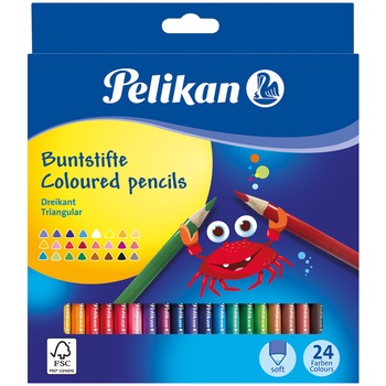 Set 24 Creioane Color Pelikan, sectiune triunghiulara Set 24 Creioane Color Pelikan, sectiune triunghiulara