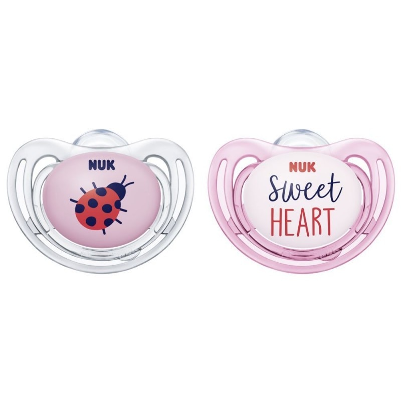 Set 2 suzete Freestyle Nuk, silicon, varf plat, 0-6 luni, Roz