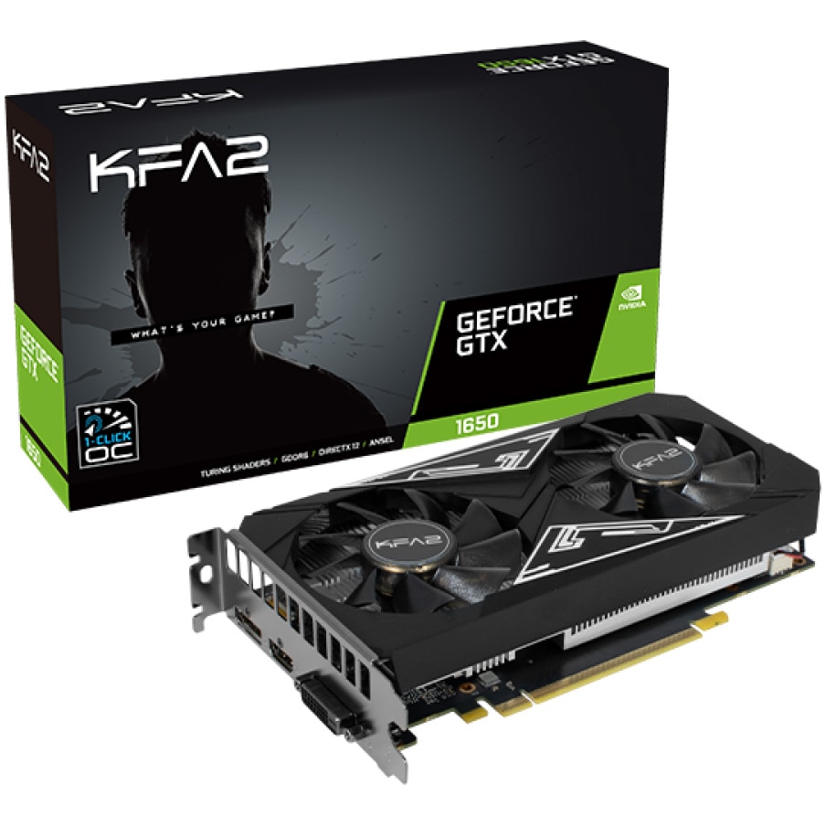 KFA2 GeForce® GTX 1650 EX PLUS 1-Click OC videokártya, 4GB GDDR6, 128 ...