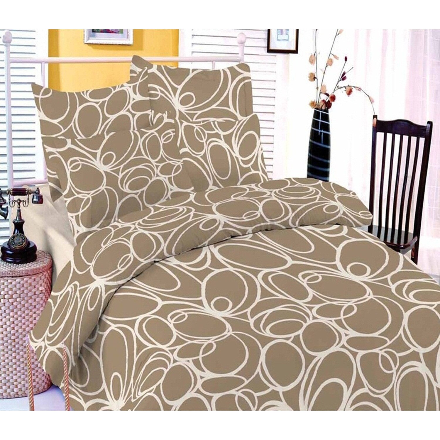 Set lenjerie de pat pentru 2 persoane, maro