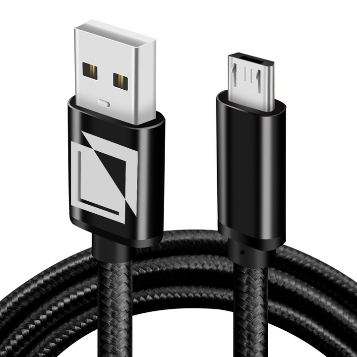 USB към micro-USB кабел за зареждане и пренос на данни, TIENTEN, за устройства с micro-USB конектор, 5V, 3A, 1m, черен