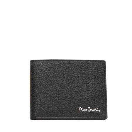 Set cadou breloc cu portofel, Pierre Cardin, Piele naturala, Negru