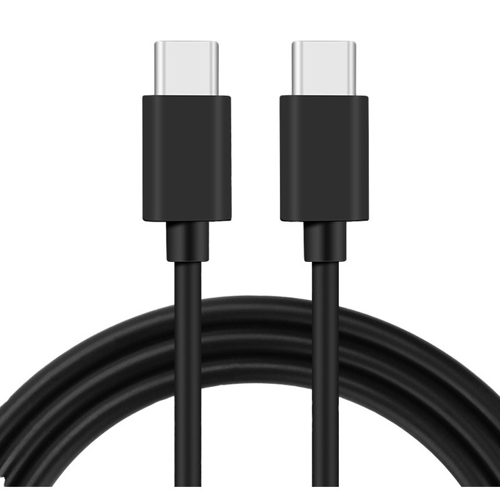 Cablu de incarcare si transfer de date USB-C la USB-C, TIENTEN, Fast Charging, pentru dispozitive cu conector USB-C, 5V, 3A, 2m, Negru
