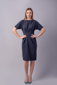 Couture de Marie, Rochie cu cordon in talie, Bleumarin Couture de Marie, Rochie cu cordon in talie, Bleumarin