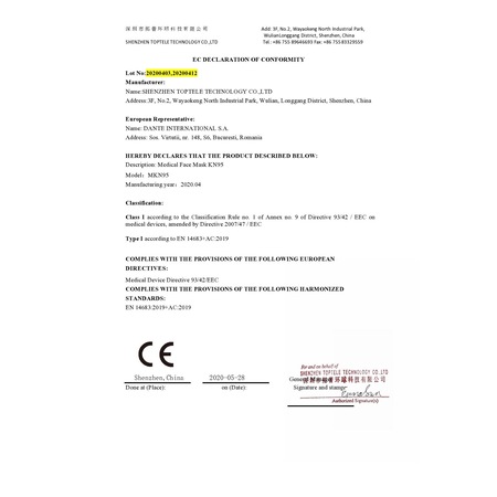 Set 5 bucati Masti faciale de uz medical KN95, nesterile, 4 straturi