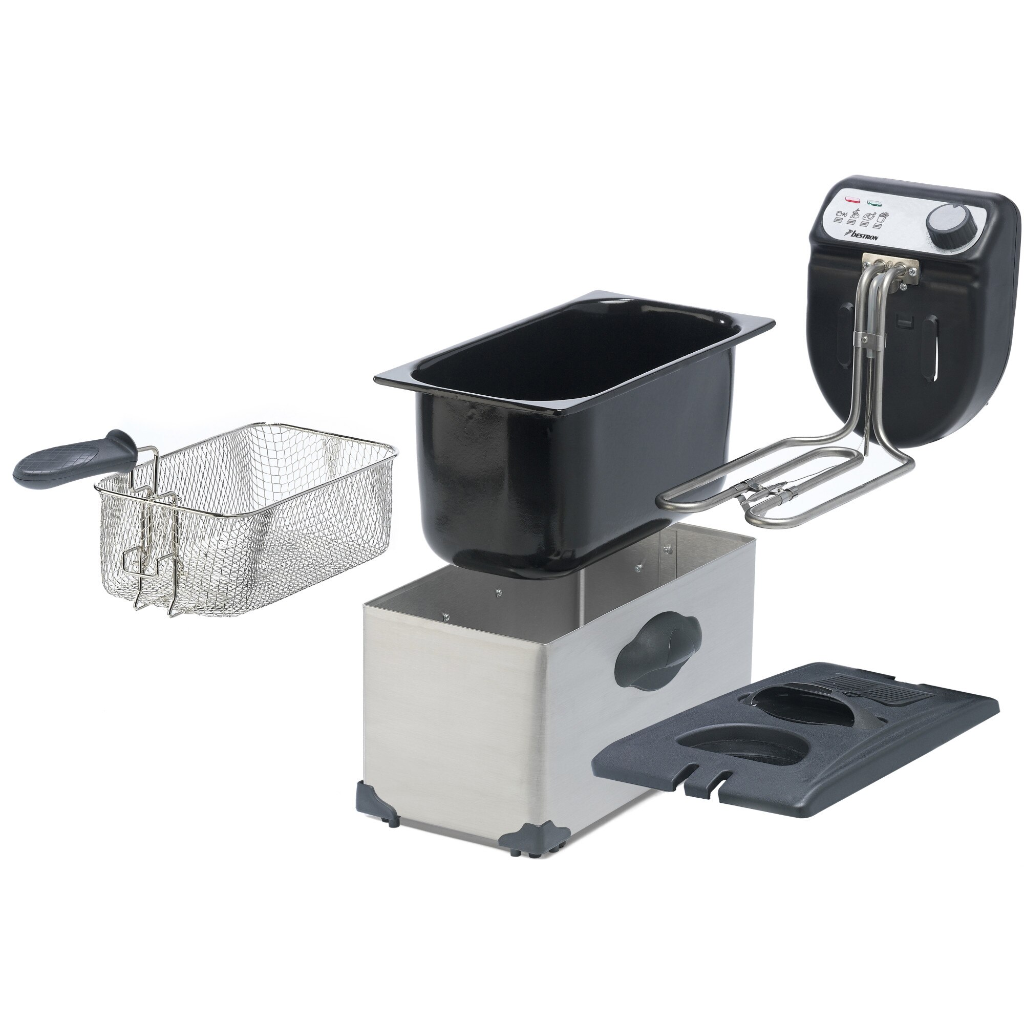 Friteuza Bestron AF351, 2200W, 3.5 L, Inox, Negru/Alb