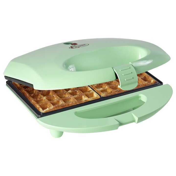 Aparat pentru wafe Bestron Sweet dreams ASW401, Acoperire anti-aderenta, 700 W, Design retro, Verde menta