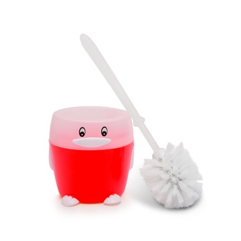 Perie WC cu suport globiz, plastic, 11x10cm, rosu Perie WC cu suport globiz, plastic, 11x10cm, rosu
