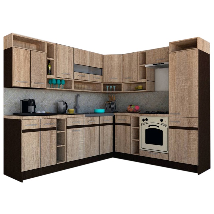 Set Bucatarie de Colt Genarom COSSY NEW DR 230-260, Stejar Sonoma