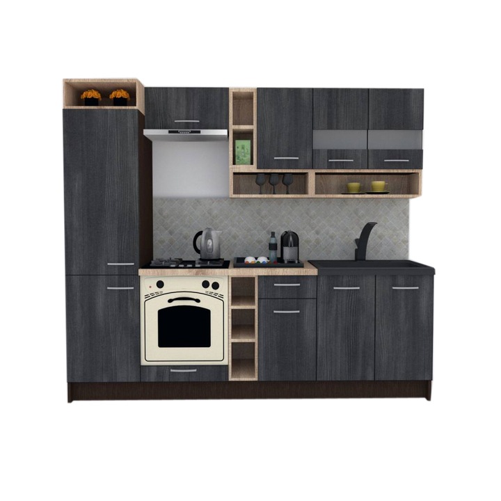 Set Bucatarie Genarom COSSY NEW 250 B1, Wenge / Decor 8509