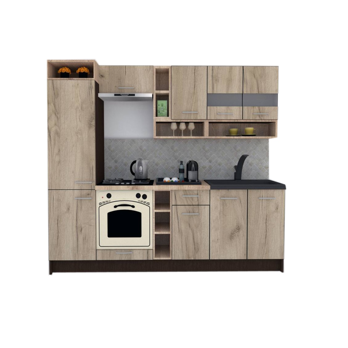 Set Bucatarie Genarom COSSY NEW 250 B1, Wenge / Decor K002