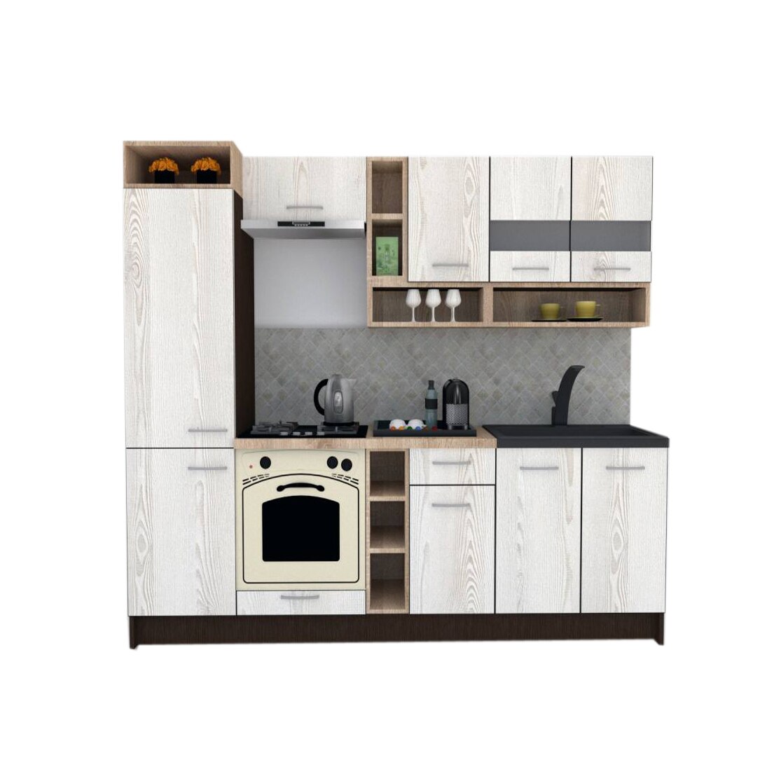 Set Bucatarie Genarom COSSY NEW 250 B1, Wenge / Decor K010