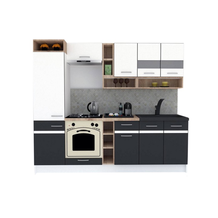 Set Bucatarie Genarom COSSY NEW 250 B1, Alb / Gri