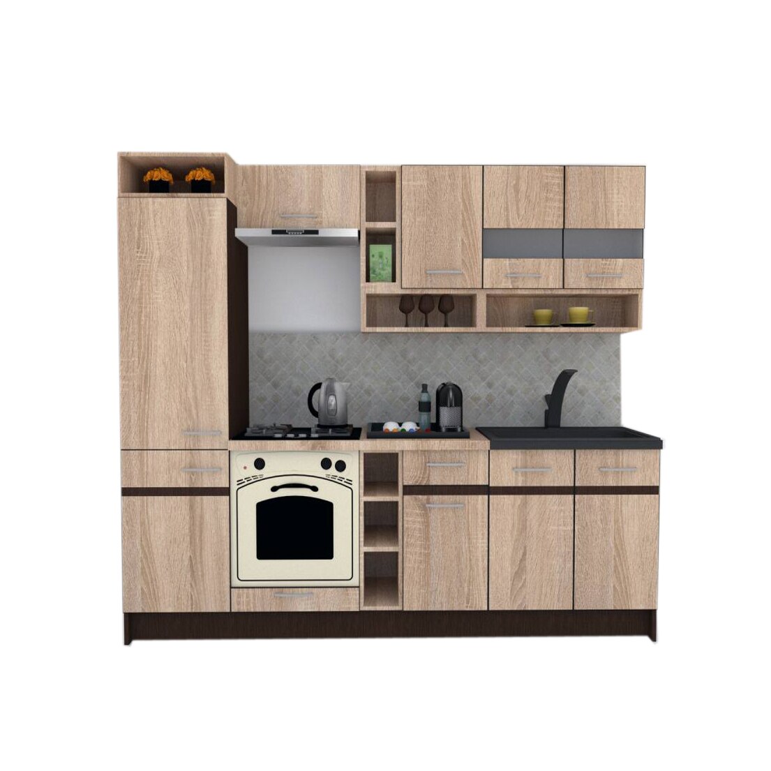 Set Bucatarie Genarom COSSY NEW 250 B1, Stejar Sonoma