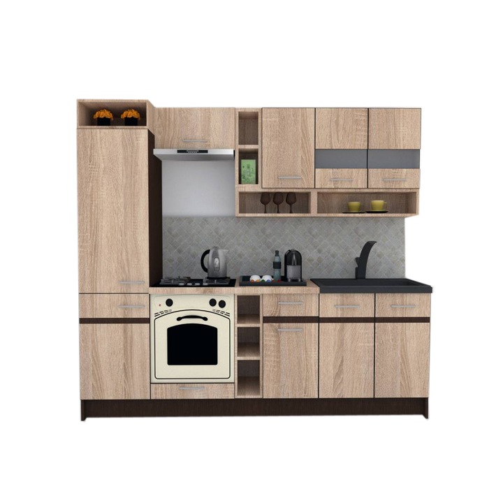 Set Bucatarie Genarom COSSY NEW 250 B1, Stejar Sonoma