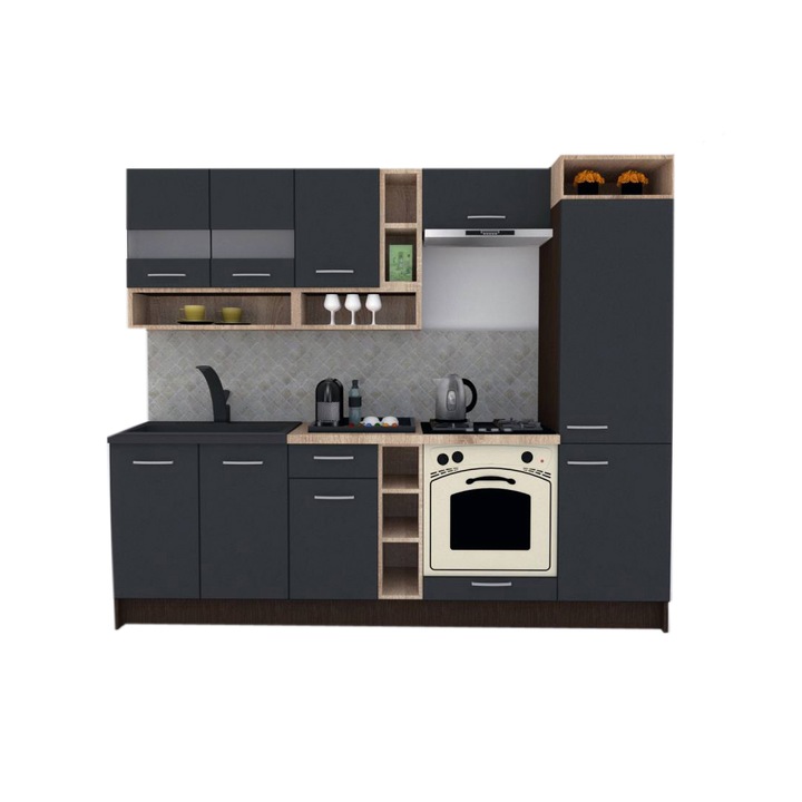 Set Bucatarie Genarom COSSY NEW 250 B2, Wenge / Decor 0164