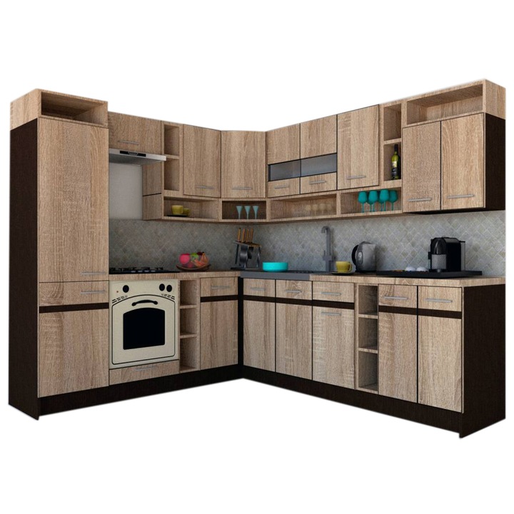 Set Bucatarie de Colt Genarom COSSY NEW ST 230-260, Stejar Sonoma