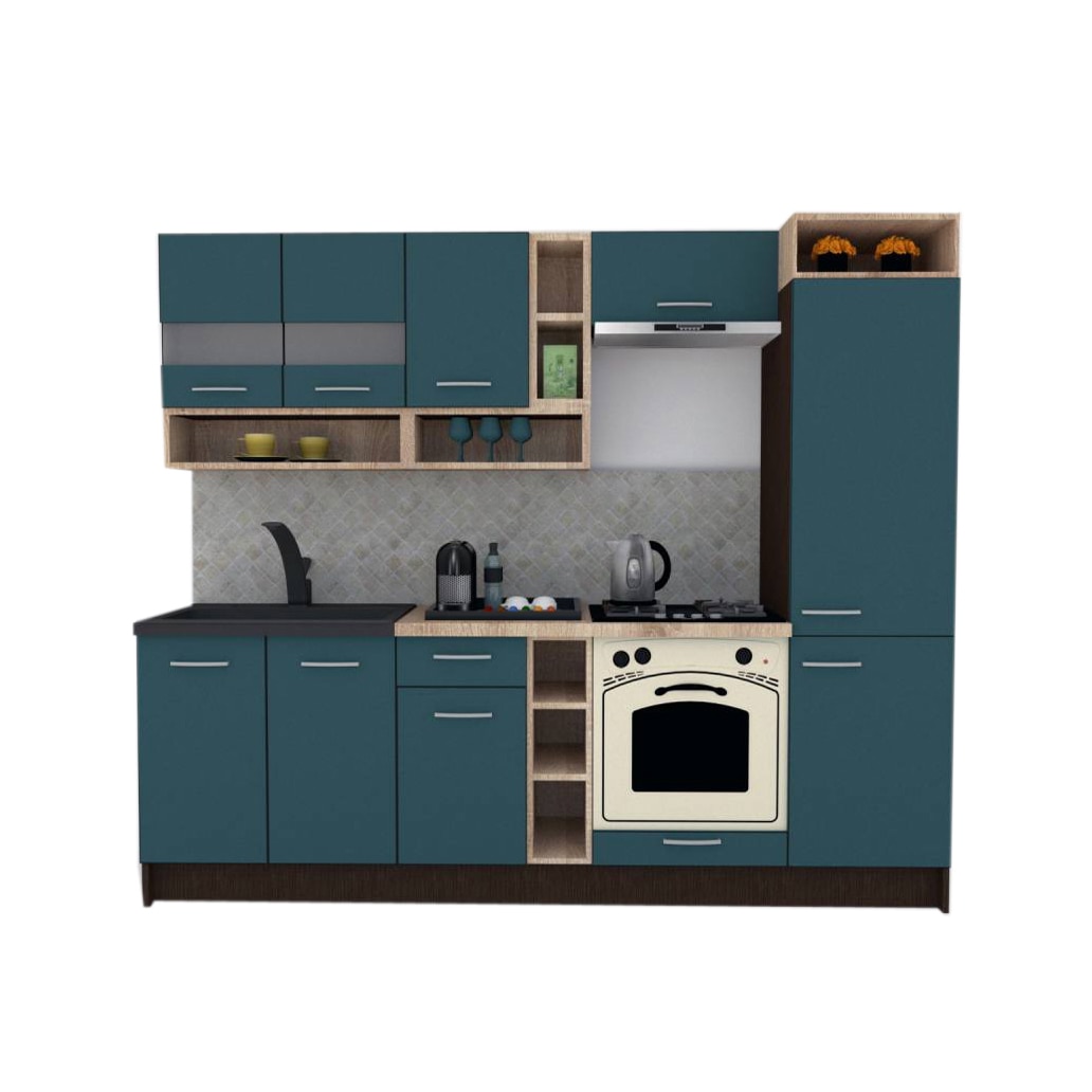 Set Bucatarie Genarom COSSY NEW 250 B2, Wenge / Decor 0244
