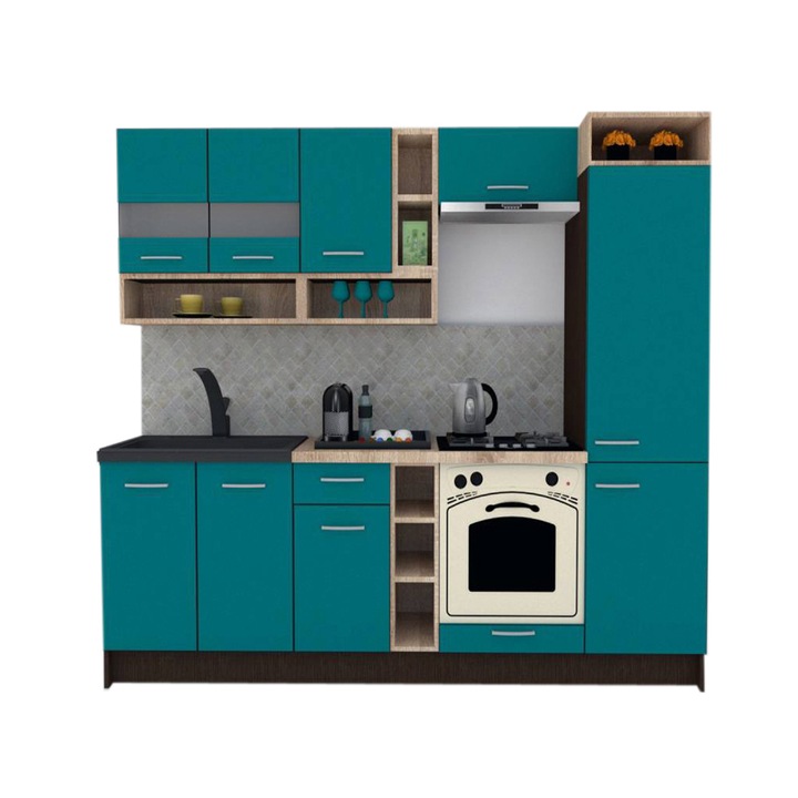 Set Bucatarie Genarom COSSY NEW 250 B2, Wenge / Decor 0245