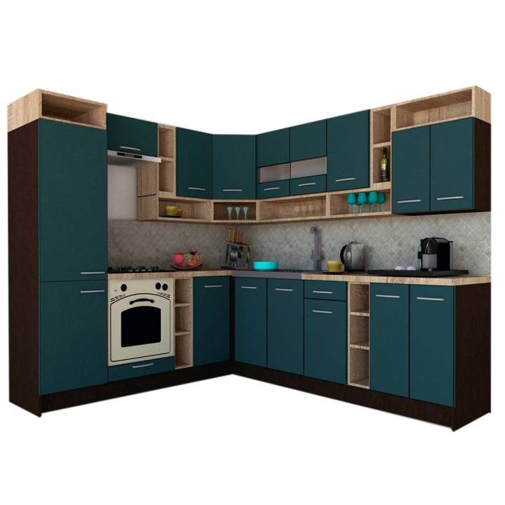 Set Bucatarie de Colt Genarom COSSY NEW ST 230-260, Wenge / Decor 0244