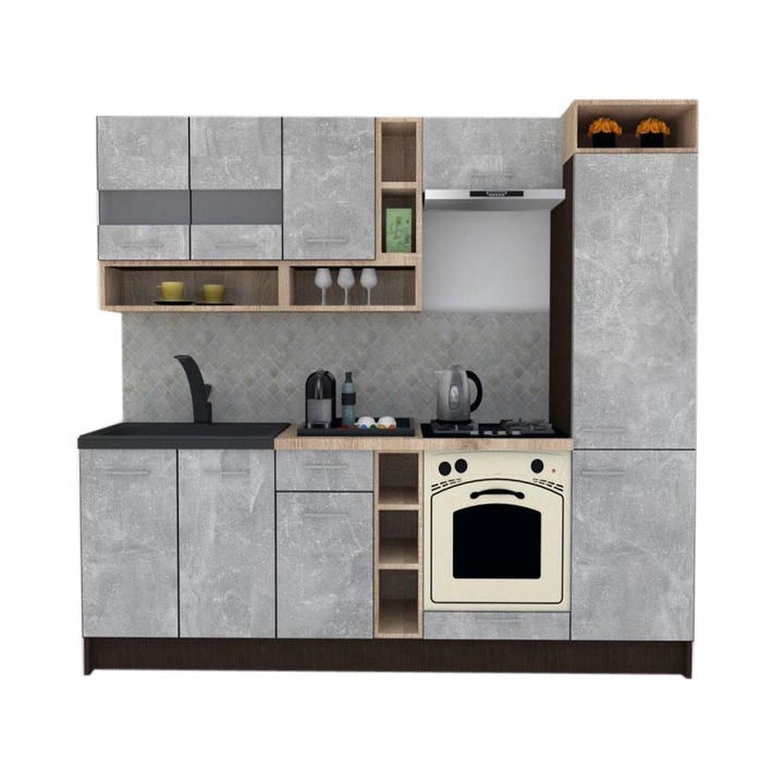 Set Bucatarie Genarom COSSY NEW 250 B2, Wenge / Decor 4298