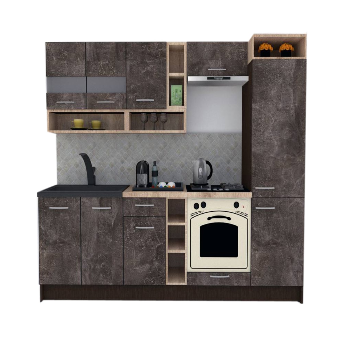 Set Bucatarie Genarom COSSY NEW 250 B2, Wenge / Decor 4299