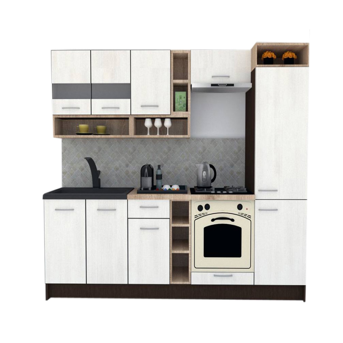 Set Bucatarie Genarom COSSY NEW 250 B2, Wenge / Decor 8508