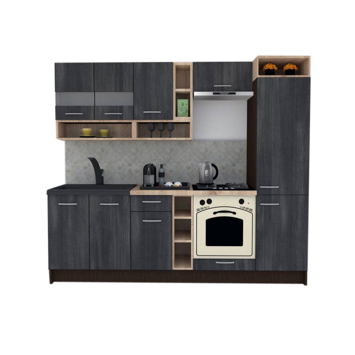 Set Bucatarie Genarom COSSY NEW 250 B2, Wenge / Decor 8509