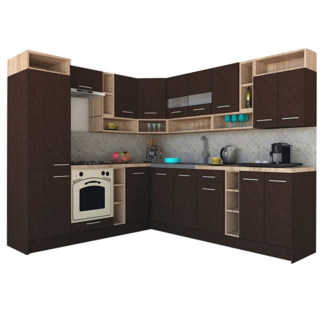 Set Bucatarie de Colt Genarom COSSY NEW ST 230-260, Wenge / Decor 8548