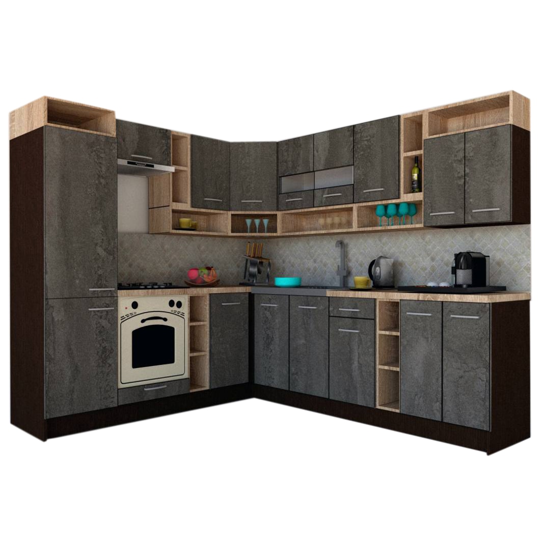 Set Bucatarie de Colt Genarom COSSY NEW ST 230-260, Wenge / Decor K352