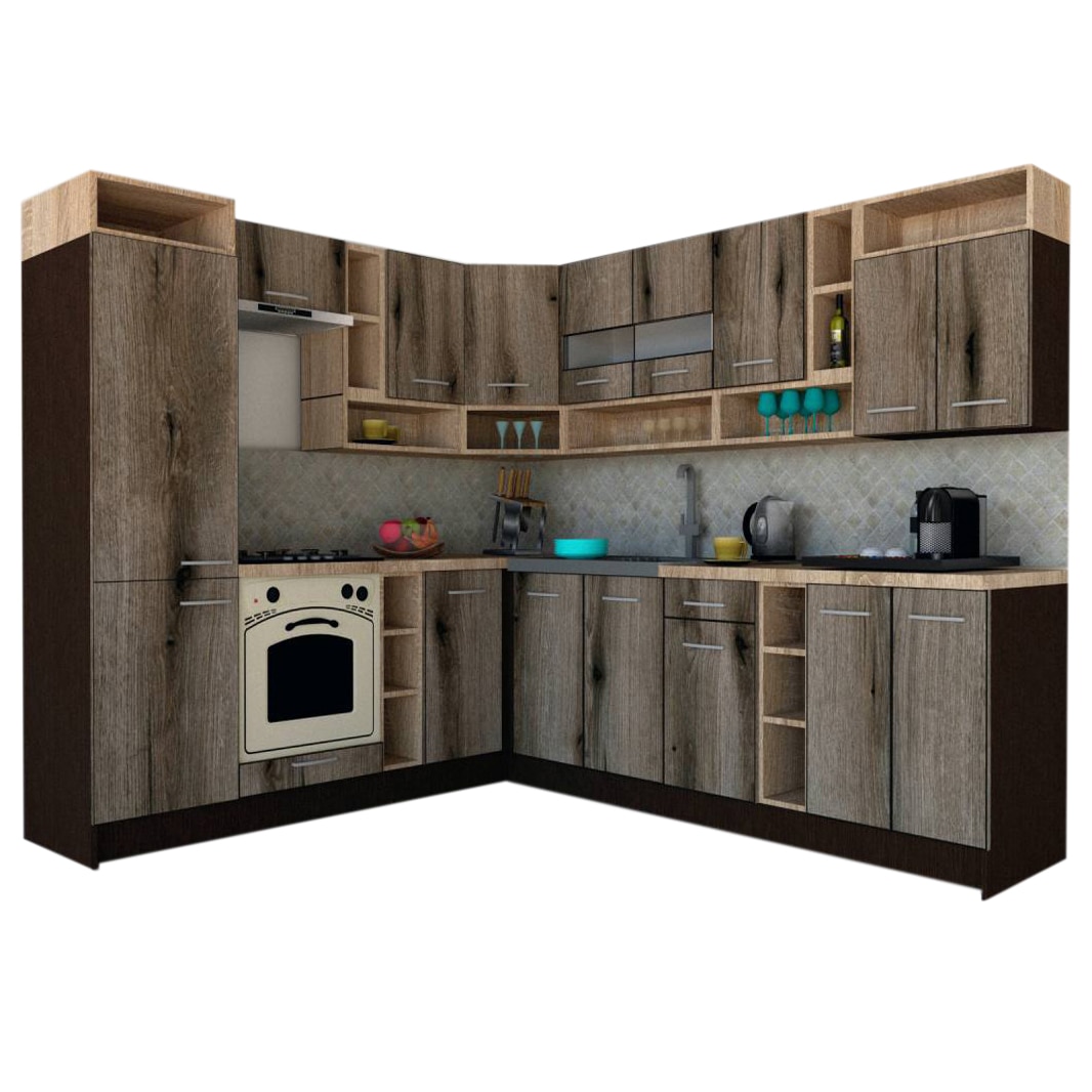Set Bucatarie de Colt Genarom COSSY NEW ST 230-260, Wenge / Decor K366
