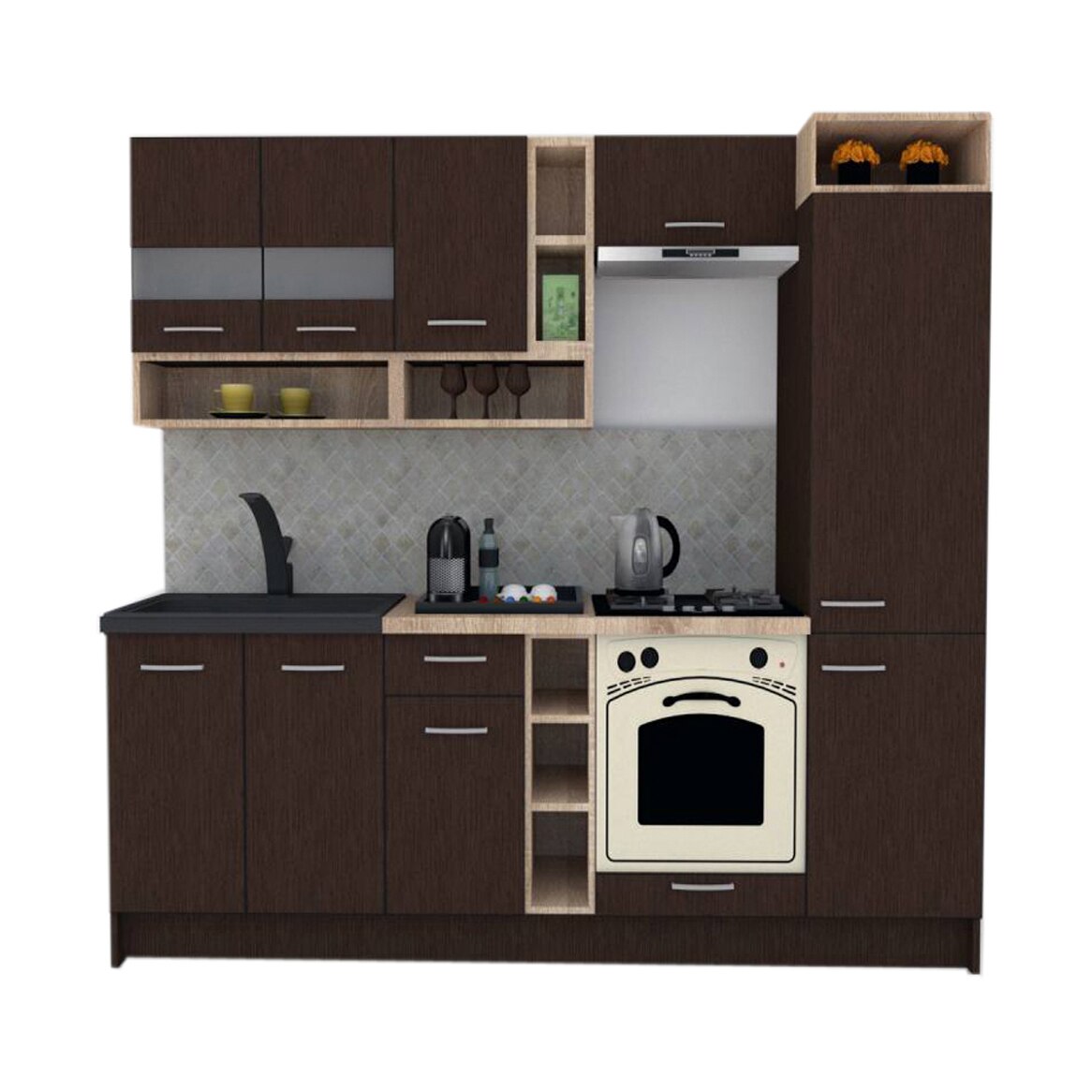 Set Bucatarie Genarom COSSY NEW 250 B2, Wenge / Decor 8548