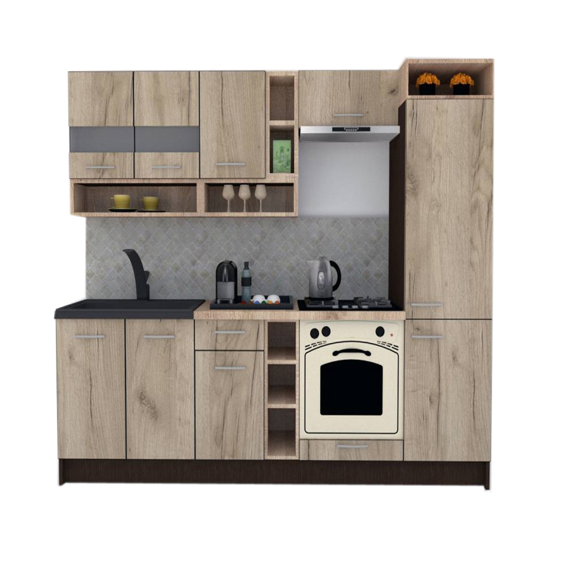 Set Bucatarie Genarom COSSY NEW 250 B2, Wenge / Decor K002