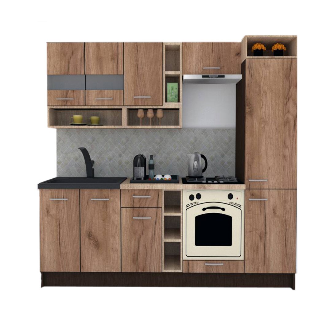 Set Bucatarie Genarom COSSY NEW 250 B2, Wenge / Decor K004