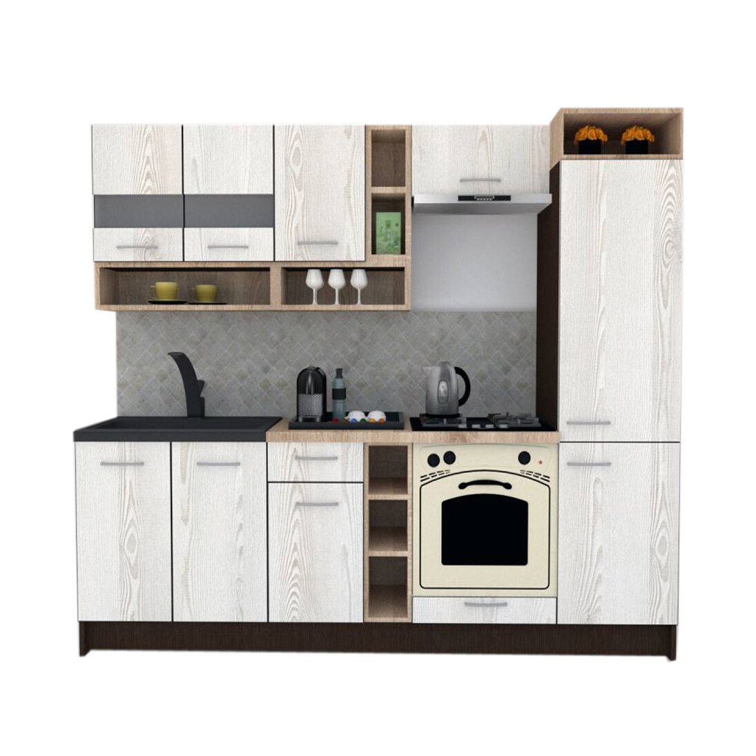 Set Bucatarie Genarom COSSY NEW 250 B2, Wenge / Decor K010