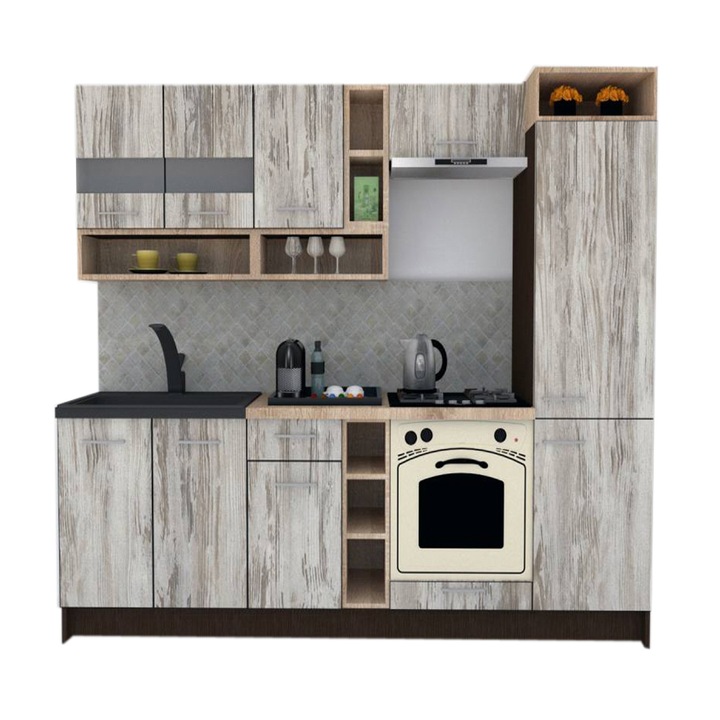 Set Bucatarie Genarom COSSY NEW 250 B2, Wenge / Decor K084