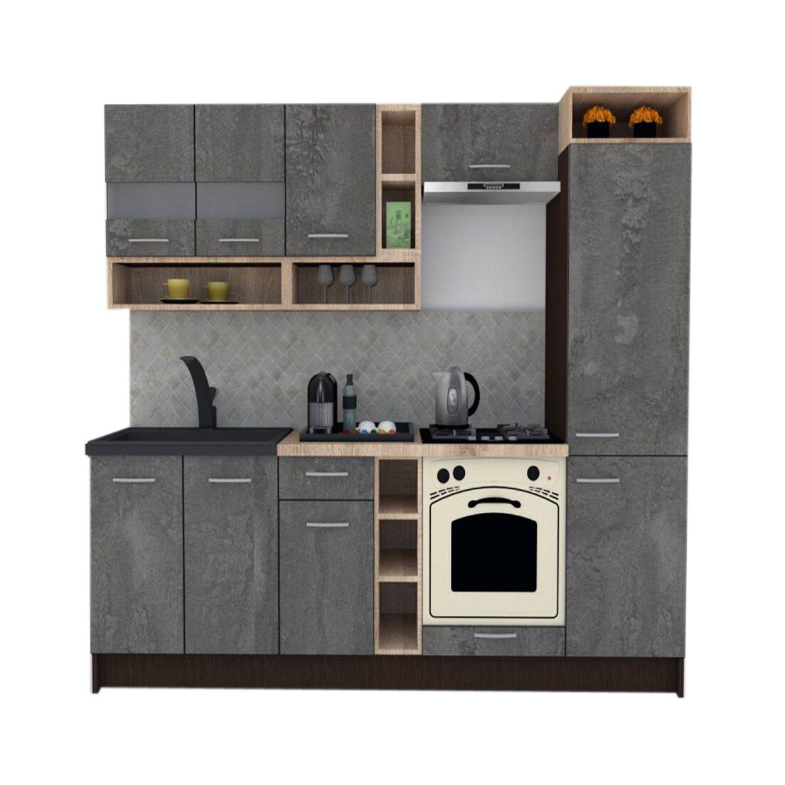 Set Bucatarie Genarom COSSY NEW 250 B2, Wenge / Decor K352