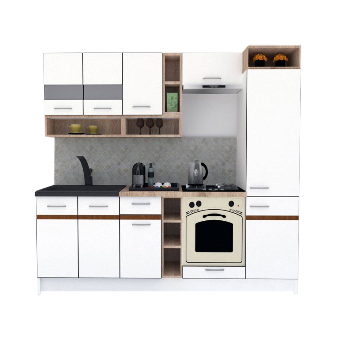 Set Bucatarie Genarom COSSY NEW 250 B2, Alb