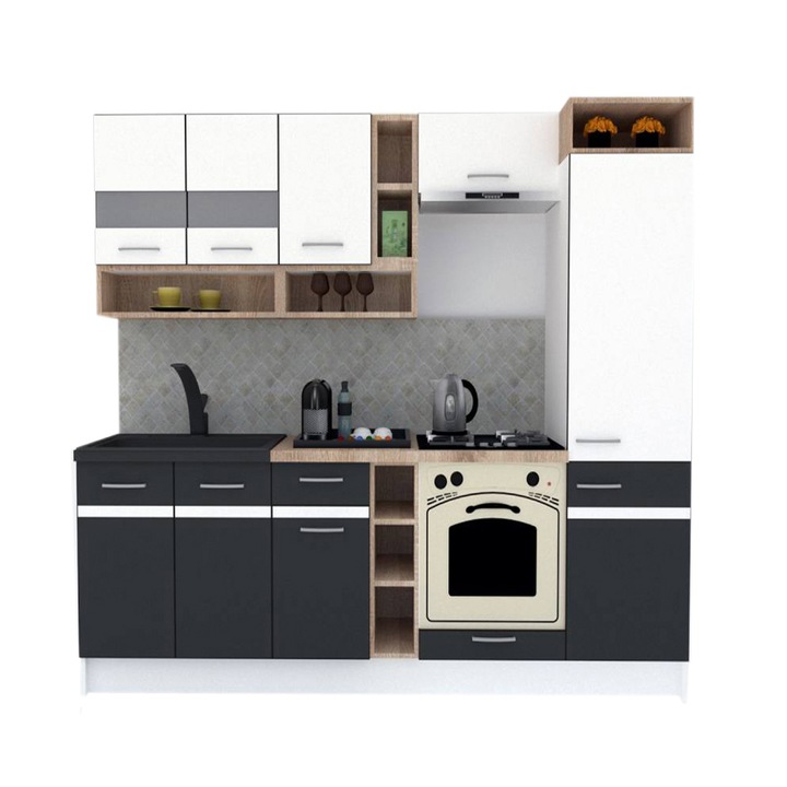 Set Bucatarie Genarom COSSY NEW 250 B2, Alb / Gri