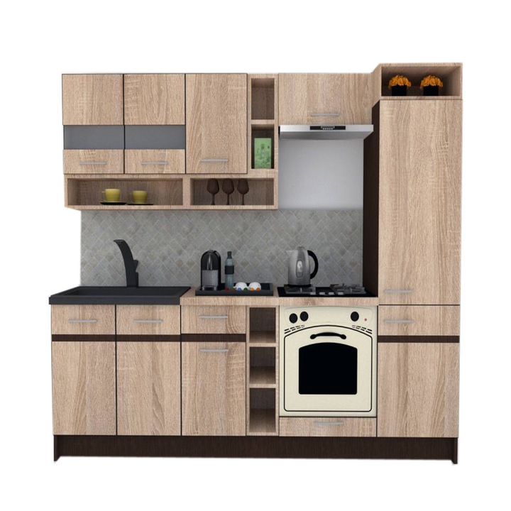 Set Bucatarie Genarom COSSY NEW 250 B2, Stejar Sonoma