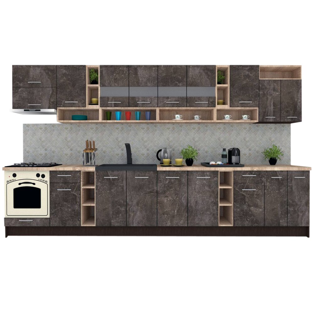 Set Bucatarie Genarom COSSY NEW 400, Wenge / Decor 4299