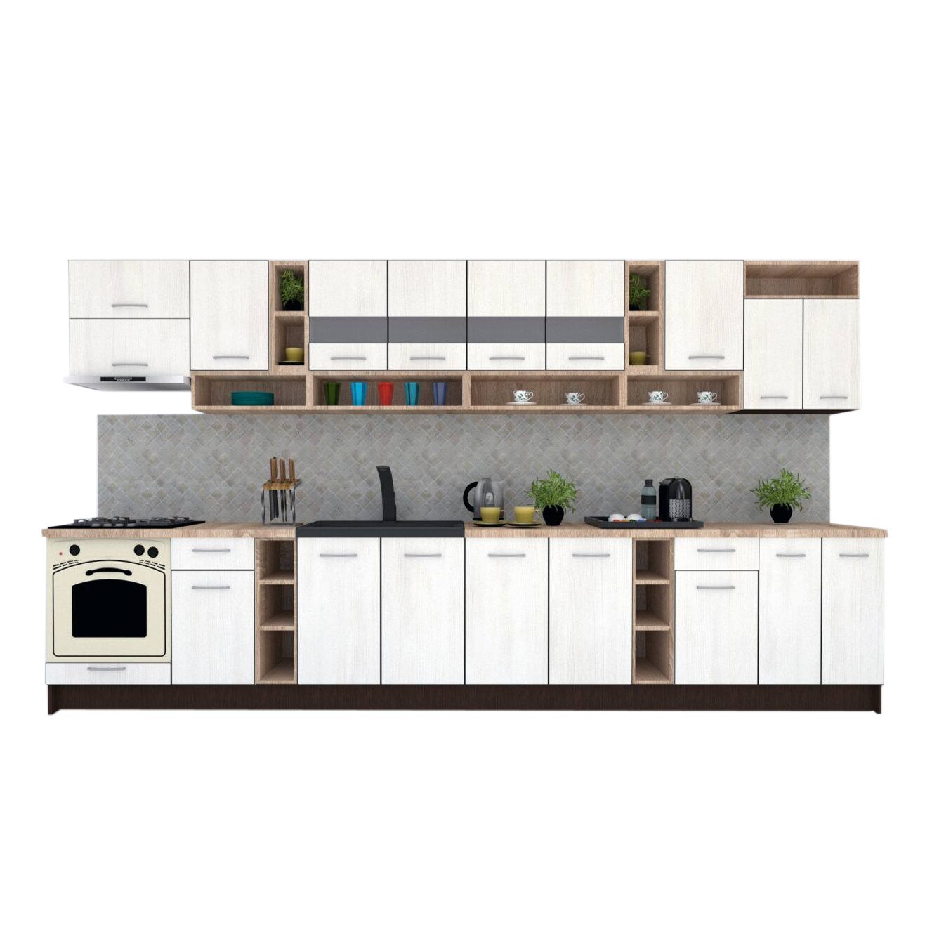 Set Bucatarie Genarom COSSY NEW 400, Wenge / Decor 8508