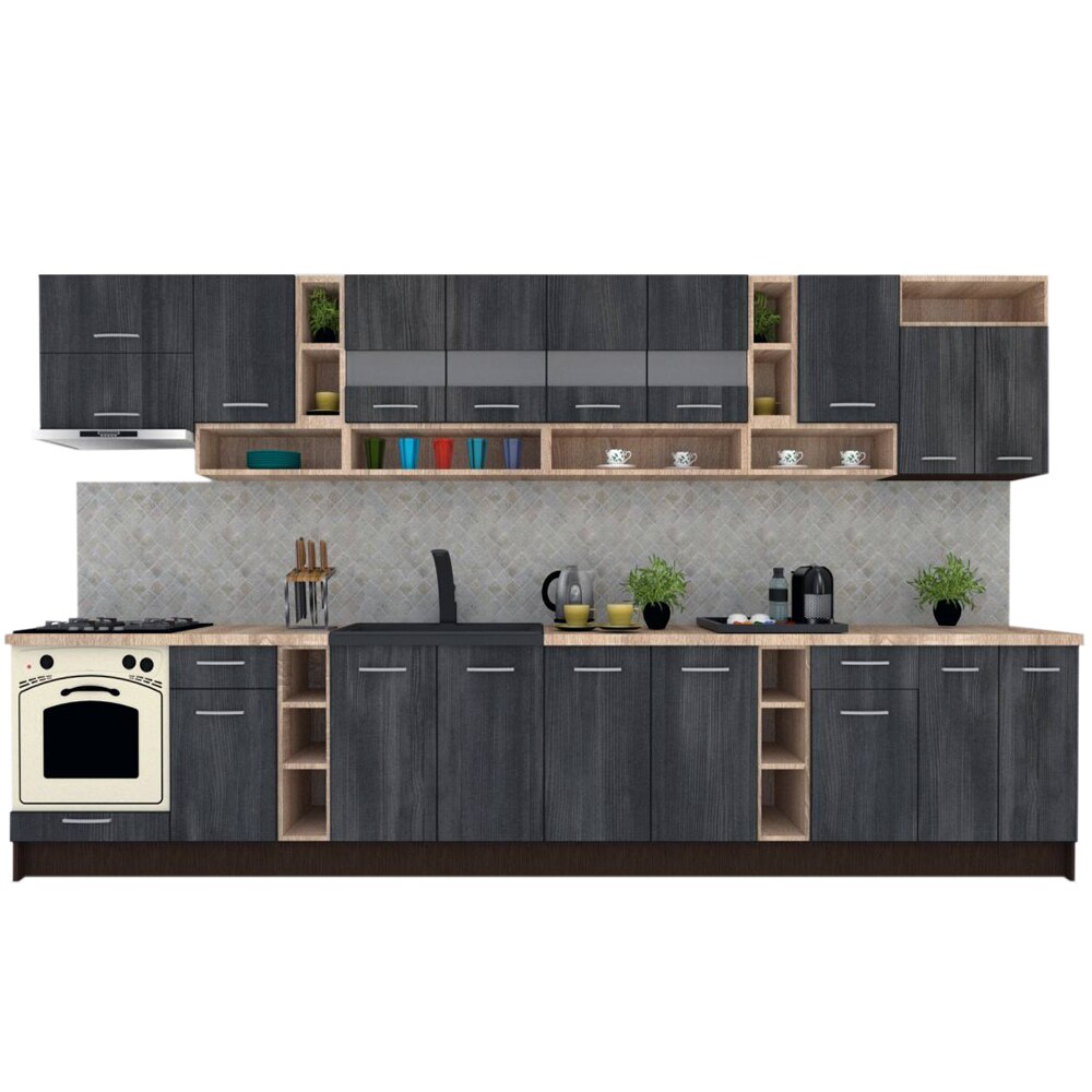 Set Bucatarie Genarom COSSY NEW 400, Wenge / Decor 8509