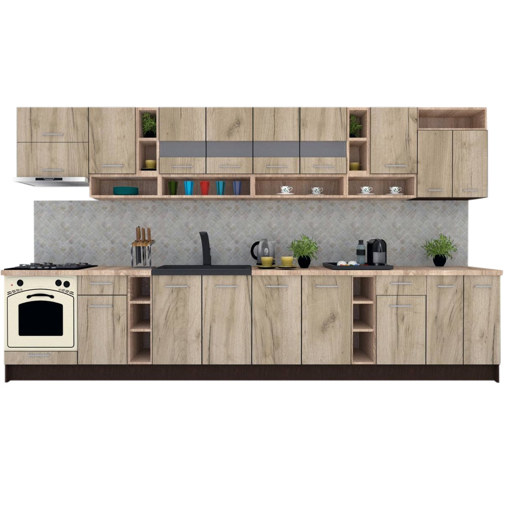Set Bucatarie Genarom COSSY NEW 400, Wenge / Decor K002